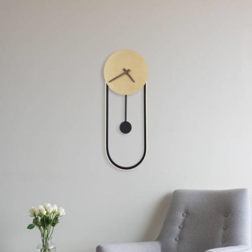 LED-Wandlampe Sussy mit Uhr, schwarz/gold