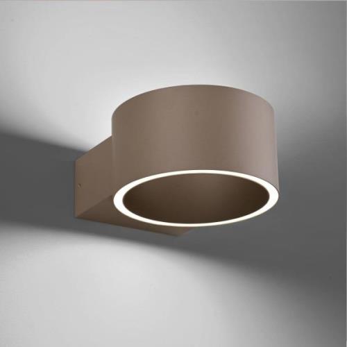 PURE LED-Wandleuchte Clipse, bronzefarben, Aluminium Ø 15 cm