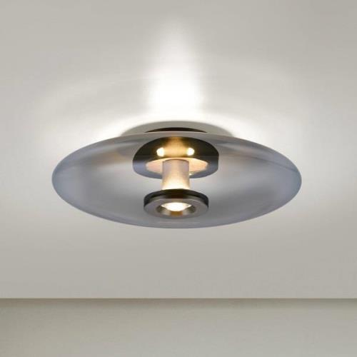 PURE LED-Deckenleuchte Vitrum, grau, Glas/Aluminium, Ø 45 cm