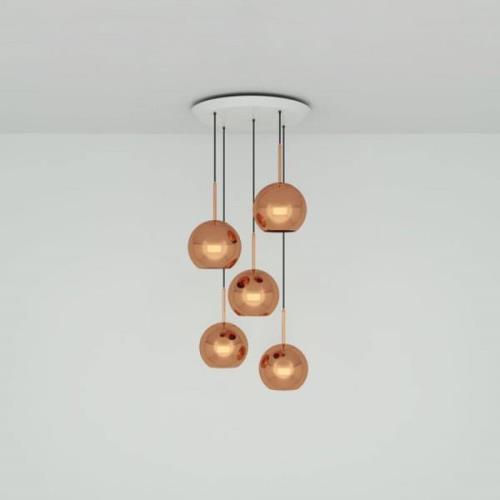 Tom Dixon Copper 25 cm Round Pendellampe, 5-flg.