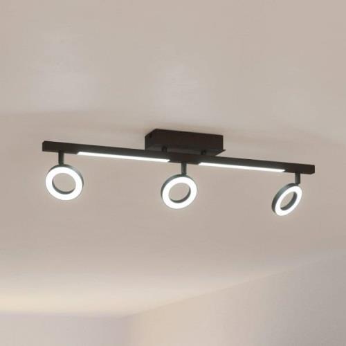 LED-Deckenspot Cardillio 2 schwarz mit drei Ringen