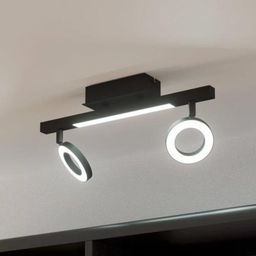 LED-Deckenspot Cardillio 2 schwarz mit zwei Ringen