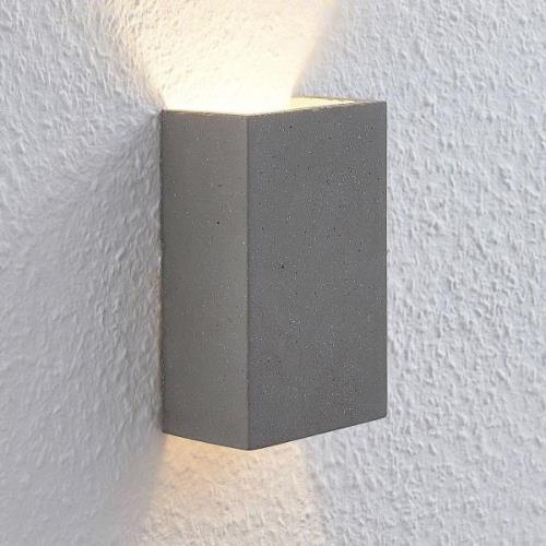 Lindby Wandleuchte Albin, grau, Beton, G9, 16 cm hoch