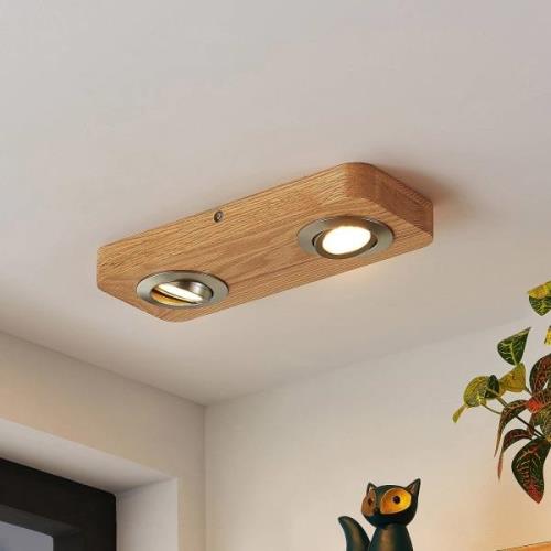 Lindby Mikari LED-Deckenleuchte aus Holz, 2-fl.