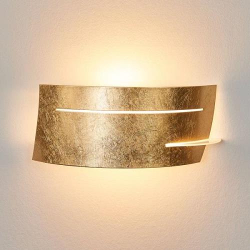 Wandlampe Keyron, goldfarben, Metall, Glas, 30 cm breit