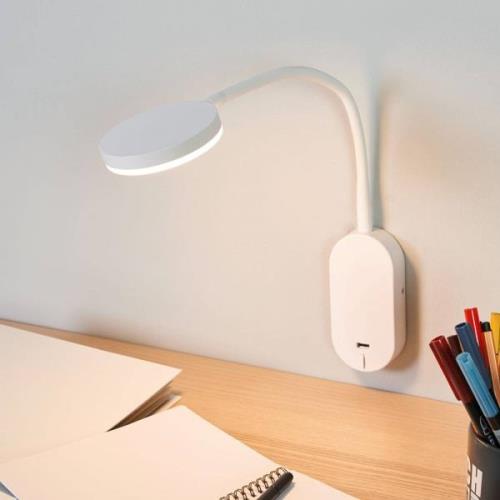 Lindby LED-Wandleuchte Milow, weiß, 39,5 cm, USB-Anschluss