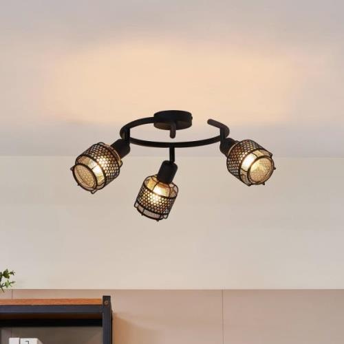 Lindby Eudoria Deckenlampe 3-flammig schwarz/gold