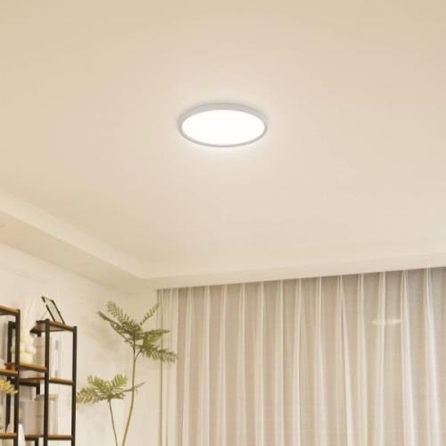 Lindby LED-Deckenleuchte Deika, 30 cm, weiß, Kunststoff, CCT