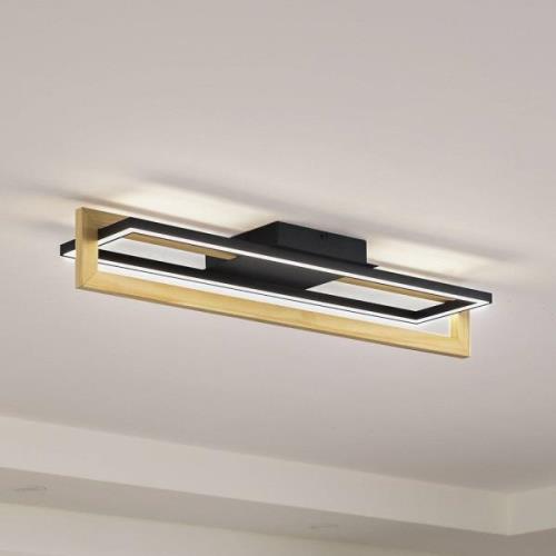 Lindby LED-Deckenleuchte Holamu, 80 cm, Holz