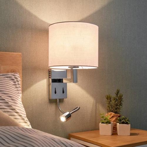 Lucande Taron Stoff-Wandlampe mit Leselicht