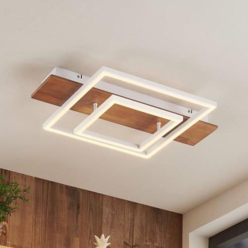 Lucande Chariska LED-Deckenlampe Holz weiß 60 cm