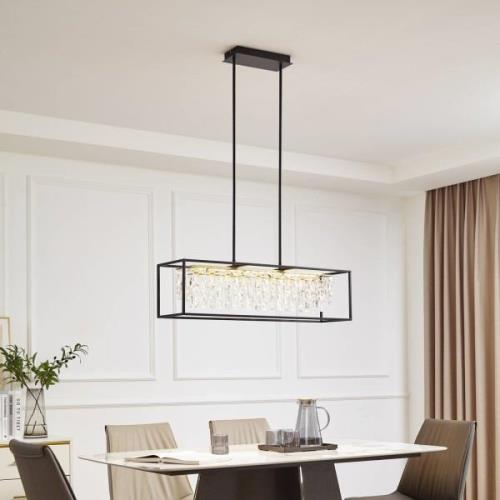 Lucande LED-Hängelampe Kassi, schwarz, Eisen, dimmbar, 90 cm