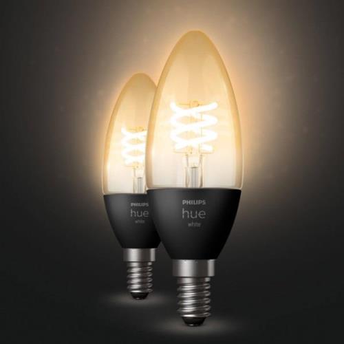 Philips Hue LED-Kerze Filament White E14 4,5W 2er