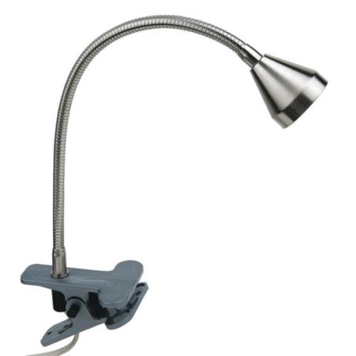 LED-Klemmleuchte Mini, flexibler Arm, nickel, 3.000K