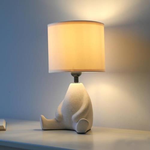 JUST LIGHT. Tischleuchte Ted, Keramik, sitzend, sandbeige