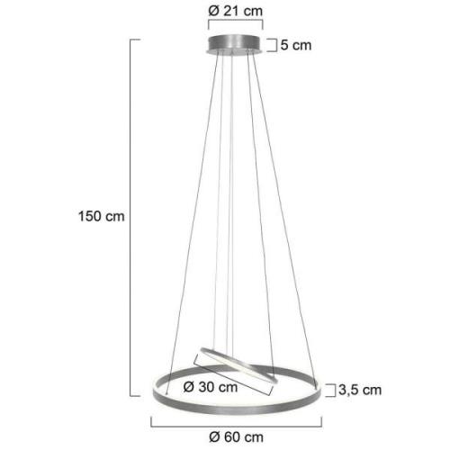 LED-Hängeleuchte Ringlux, 3-flammig stahl, Ø 60 cm