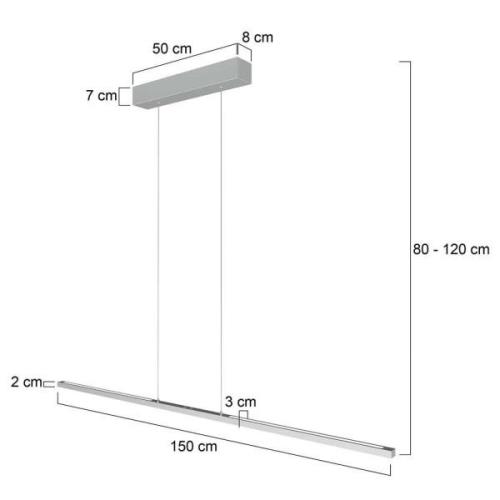 LED-Hängeleuchte Bande, 155 cm, up/down, stahl, CCT, Dimmer