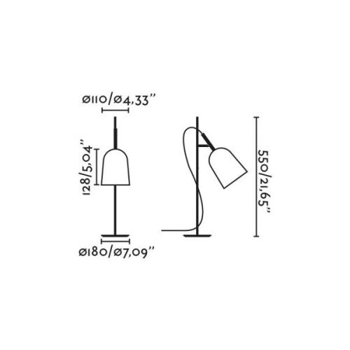 Tischlampe Studio, rosa/schwarz, Stahl, Höhe 55 cm