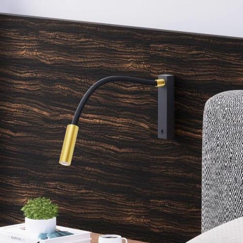 Molto Luce LED-Wandlampe Arok, schwarz/gold, Aluminium