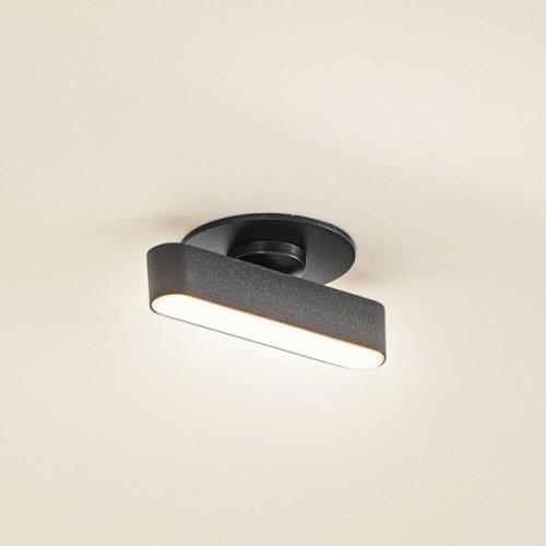 Lindby LED-Einbauleuchte Eldrin, schwarz, Metall, 13,1 cm