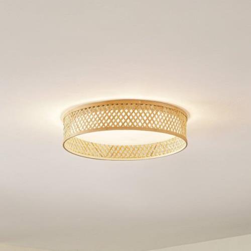 Lindby LED-Deckenleuchte Eilif, Bambus, weiß, Ø 40 cm