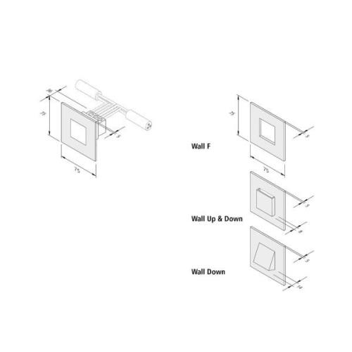 LED-Wandeinbauleuchte Wall F, schwarz, 7,5 x 7,5 cm, Blech