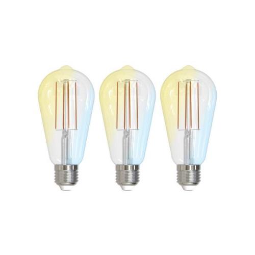 LUUMR Smart LED E27 ST64 7W ZigBee Tuya Hue klar 3er-Set