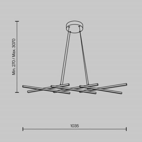 Maytoni LED-Hängeleuchte Halo, messingfarben, Länge 103,5 cm