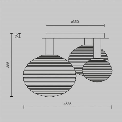 Maytoni Deckenleuchte Reels, 3-flg., goldfarben / weiß, Glas