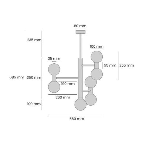 Deckenleuchte Flare 7, beige, 7-flammig, Glas, Metall