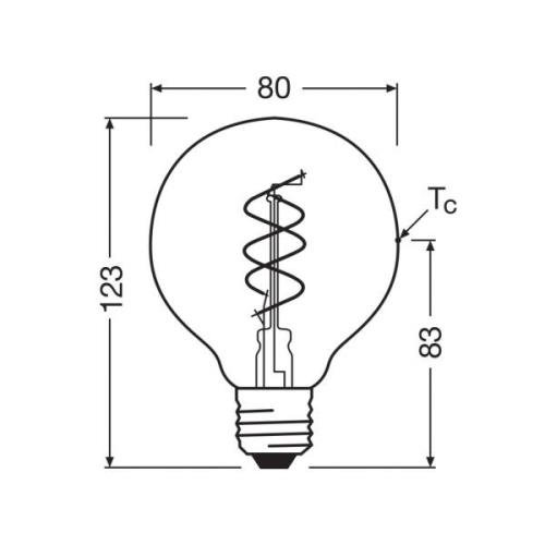 OSRAM LED Vintage G80 E27 4,6W 927 Spiral Filament klar dim