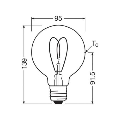 OSRAM LED Vintage G95 E27 7,2W 927 Heart Filament klar dim