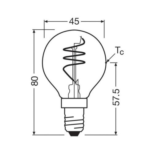 OSRAM LED Vintage P40 E14 4,6W 927 Spiral Filament klar dim