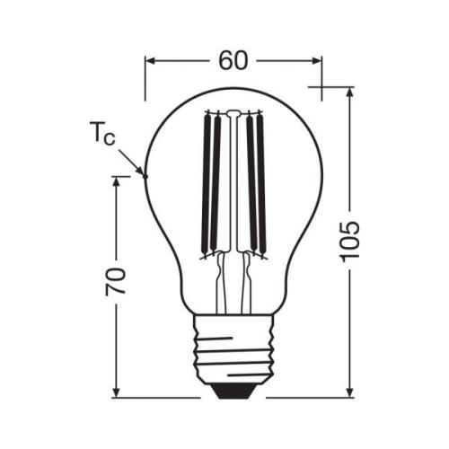 OSRAM LED-Leuchtmittel Birne Filament E27 2,2W 4000K dimmbar