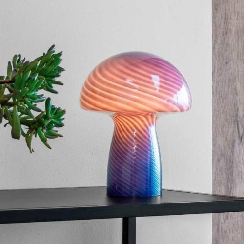 Dyberg Larsen Tischlampe Mushroom, blau, Höhe 23 cm, Glas