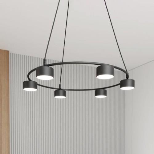 Hängeleuchte Starlit, 6-flg., Ø 64 cm, schwarz, Metall, GX53