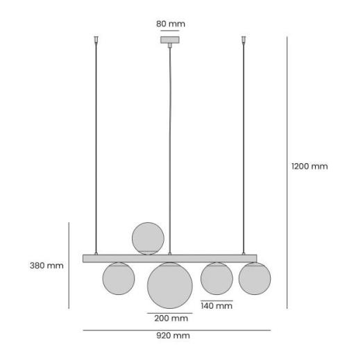 Hängeleuchte Garda 5, Ring, Metall, Glas, 5-fl., schwarz