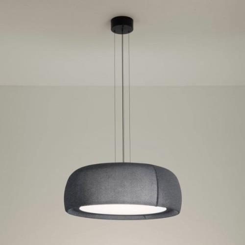 LEDS-C4 LED-Hängelampe Gong, grau, 3.000 K, Ø 61,2 cm, Stoff