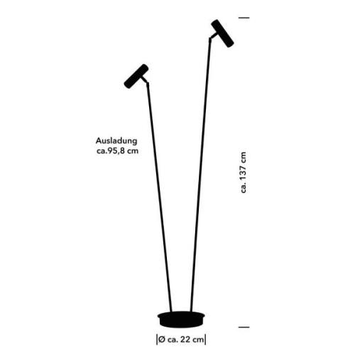 LED-Stehleuchte Tom Pro, schwarz, 2-flammig, CCT, Dimmer