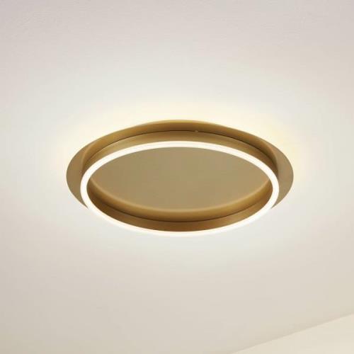 Lindby LED-Deckenleuchte Kunis, gold/weiß, Acryl, Ø 46cm