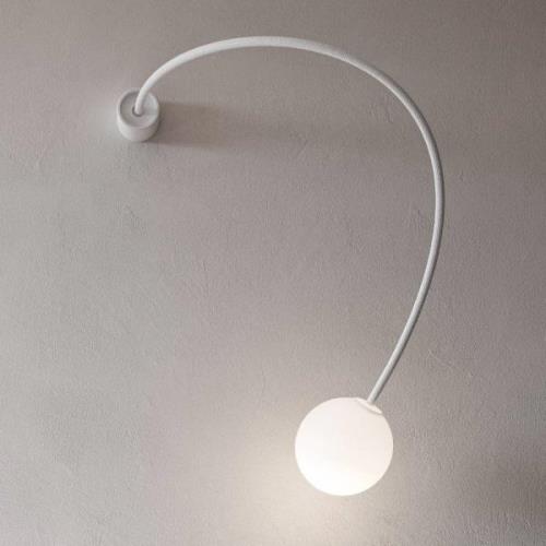 Karman Wandlampe Moony, weiß, Ø 15 cm, Ausladung 100 cm Glas