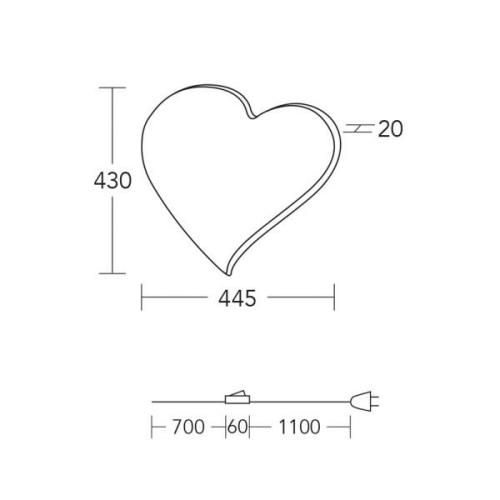 HerzBlut LED-Wandleuchte Herz midi, 43 cm, Holz, Stecker