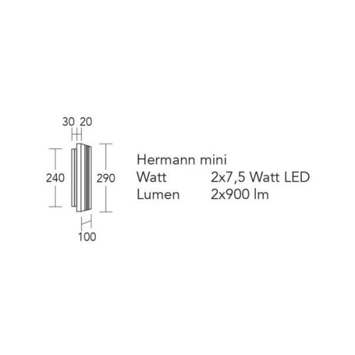 HerzBlut LED-Wandleuchte Hermann mini, eiche natur, dimmbar