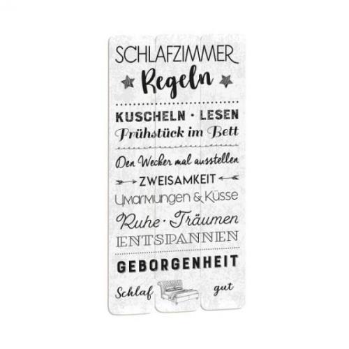 Wandbild 30x60 SCHLAFZIMMER-REGELN von CEPEWA Weiss / Schwarz