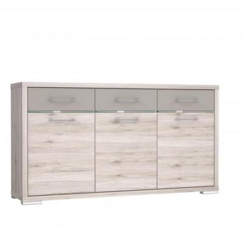 Sideboard inkl LED-Beleuchtung Stay von Forte Sandeiche - Cacao / Sand...