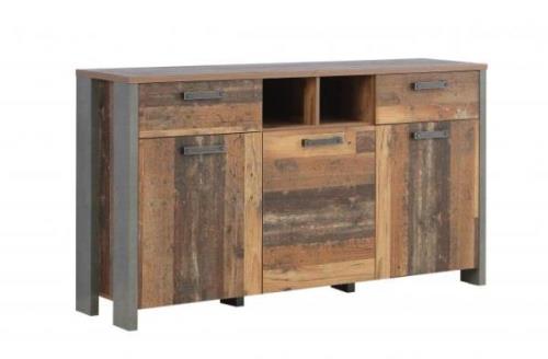 Sideboard 3-türig, 2 Schubladen CLIF von Forte Old Wood Vintage / Beto...