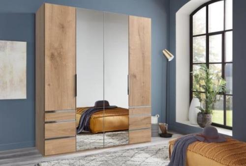 Kleiderschrank mit Spiegel und Schubladen 200 cm breit LEVEL36 A Braun