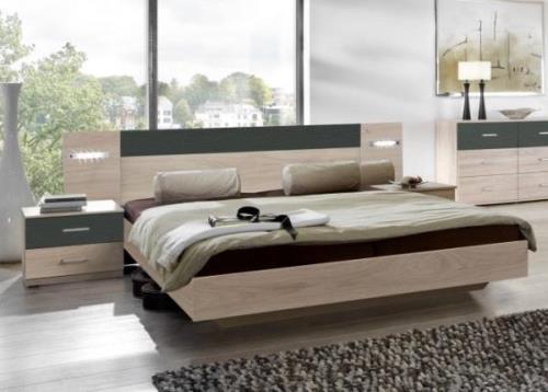 Futonbett inkl. Beleuchtung 160x200 ANGIE von WIMEX Hickory-oak-Nachbi...