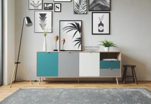 Sideboard CUBA 56 von Finori Sonoma Eiche / Tricolor