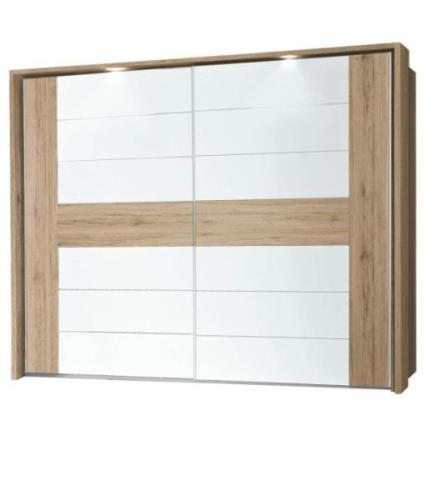 Schwebetürenschrank Breite 270 cm  Sandeiche / Weiß RONDINO